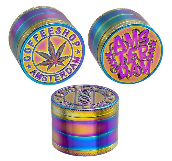 1 Metall Grinder Pollinator 4 part ø 50mm ICY Rainbow Embossed Amsterdam